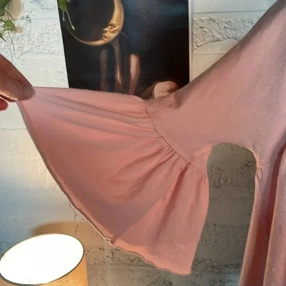 We the free pink ruffle sleeves button down oversized crop top size medium - Picture 5 of 9